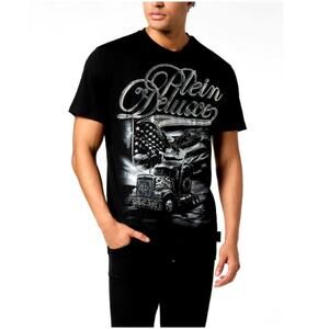 Philipp Plein Men's Black Plein Truck Stones Round Neck T-Shirt Size XXL